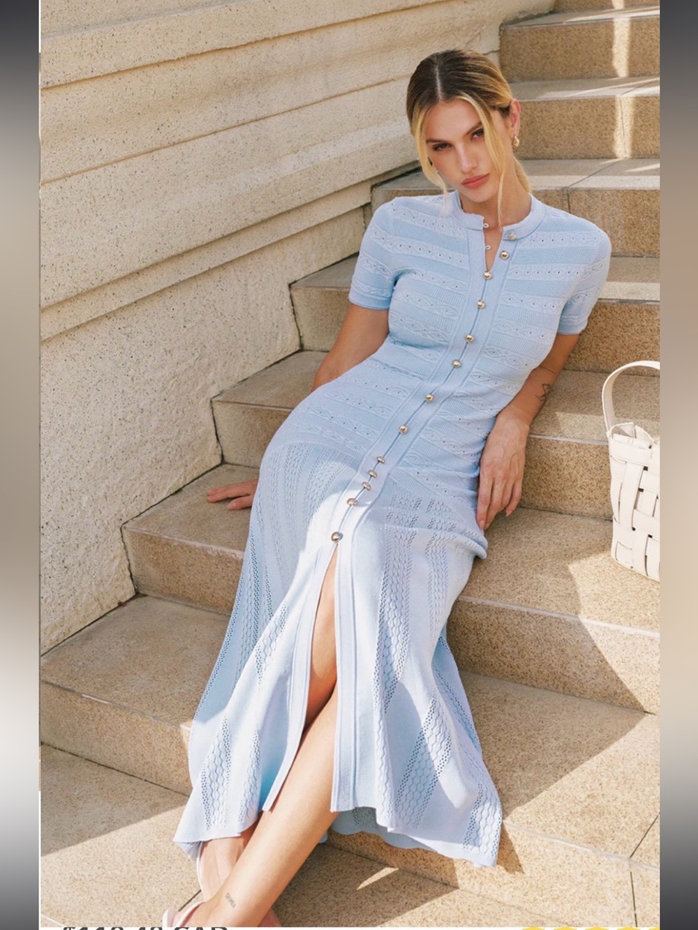 Commense Light Blue Button-Front Knit Maxi Dress - Picture 4 of 17